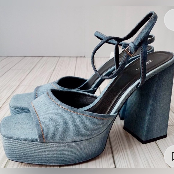 Zara Denim Platform Sandals Women - Picture 5 of 8